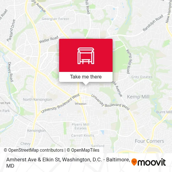 Amherst Ave & Elkin St map