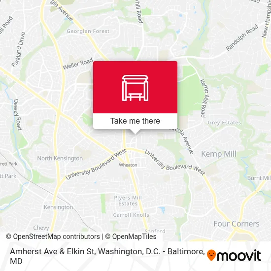 Amherst Ave & Elkin St map