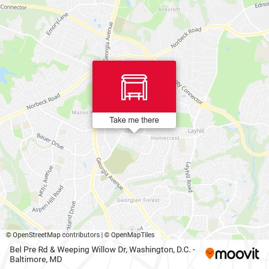 Bel Pre Rd & Weeping Willow Dr map