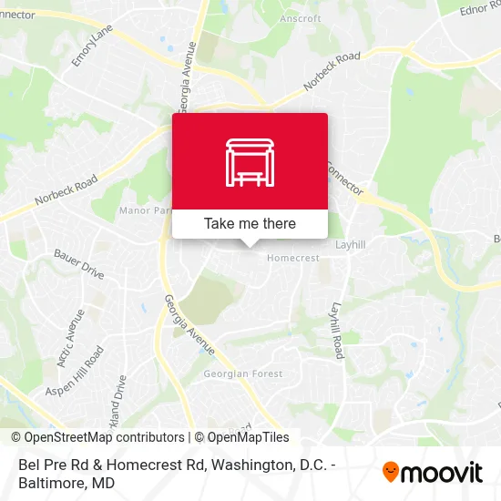 Bel Pre Rd & Homecrest Rd map