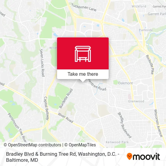 Bradley Blvd & Burning Tree Rd map
