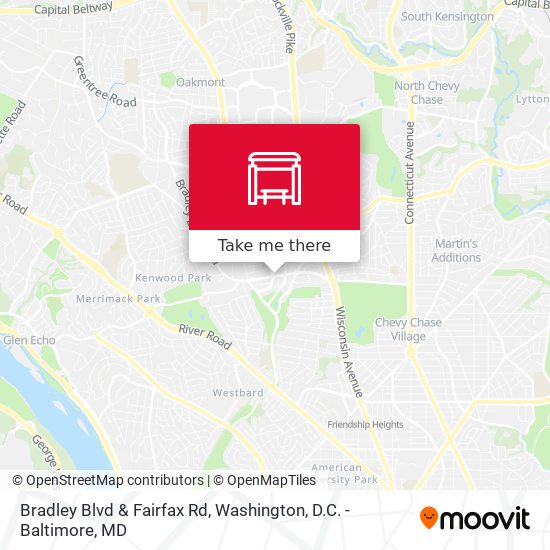 Bradley Blvd & Fairfax Rd map