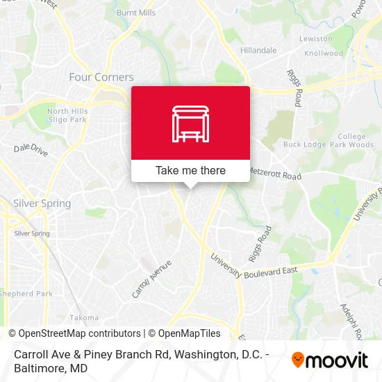 Carroll Ave & Piney Branch Rd map