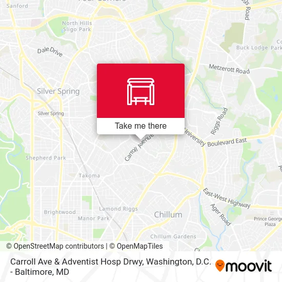 Carroll Ave & Adventist Hosp Drwy map