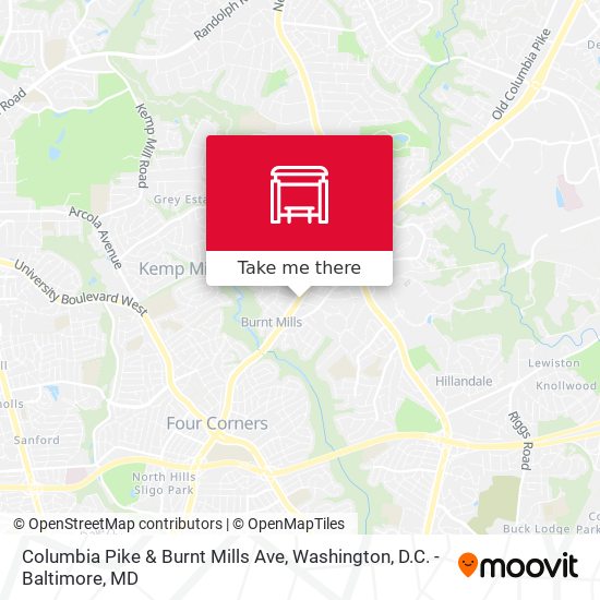 Columbia Pike & Burnt Mills Ave map