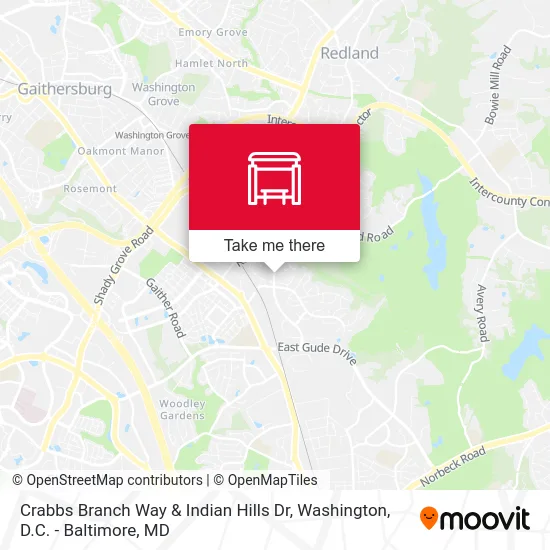 Crabbs Branch Way & Indian Hills Dr map