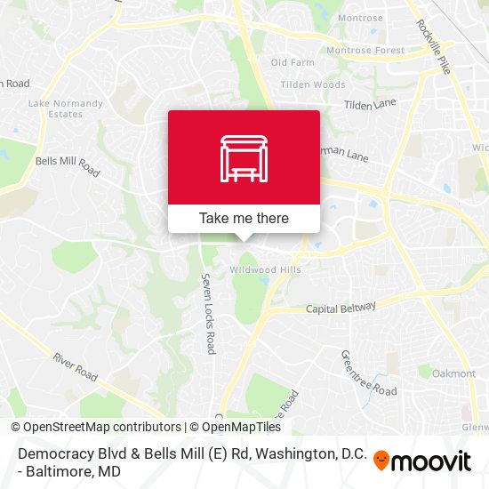 Democracy Blvd & Bells Mill (E) Rd map