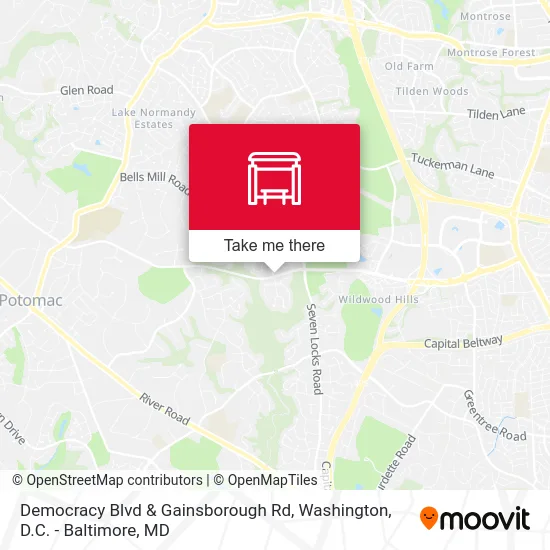 Democracy Blvd & Gainsborough Rd map