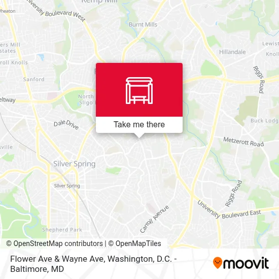 Flower Ave & Wayne Ave map