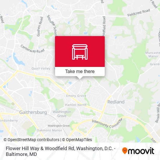 Flower Hill Way & Woodfield Rd map