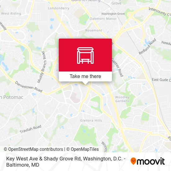 Key West Ave & Shady Grove Rd map