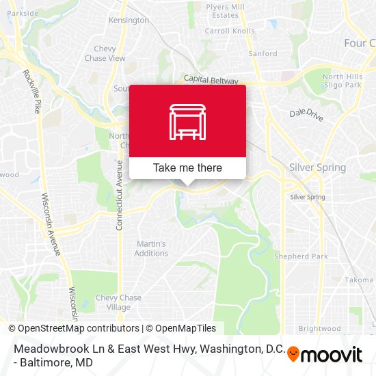 Meadowbrook Ln & East West Hwy map