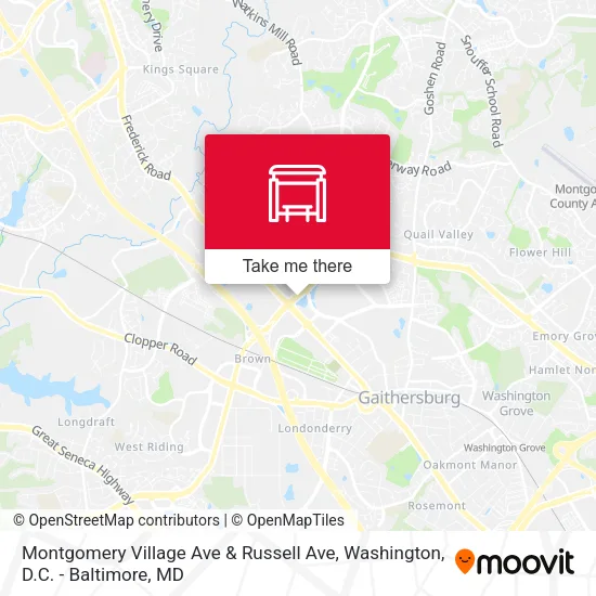 Montgomery Village Ave & Russell Ave map