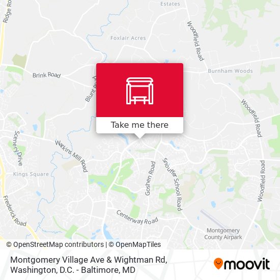 Montgomery Village Ave & Wightman Rd map