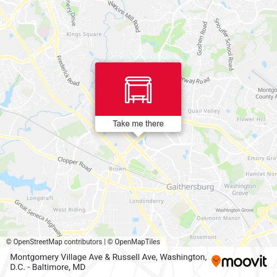 Montgomery Village Ave & Russell Ave map