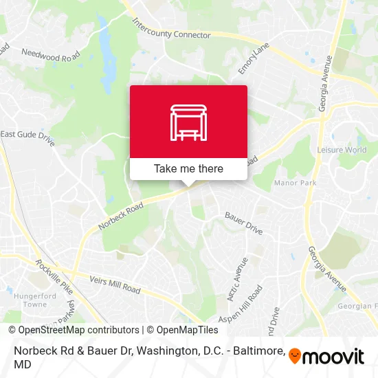 Norbeck Rd & Bauer Dr map