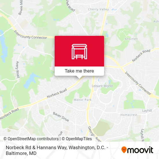Norbeck Rd & Hannans Way map