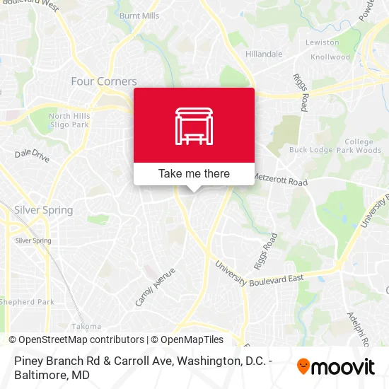 Piney Branch Rd & Carroll Ave map