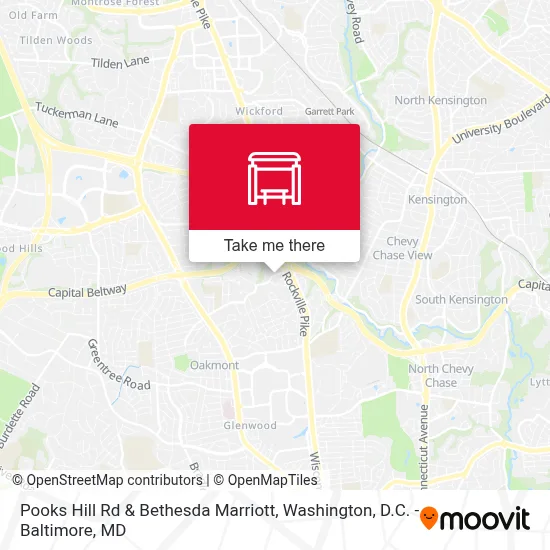 Pooks Hill Rd & Bethesda Marriott map