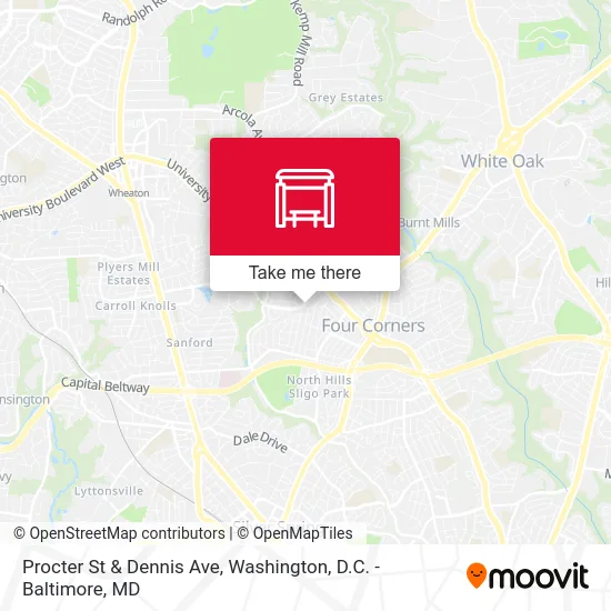 Procter St & Dennis Ave map