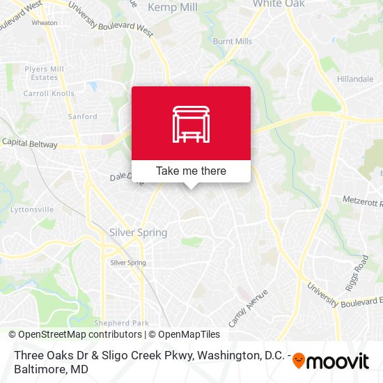 Three Oaks Dr & Sligo Creek Pkwy map
