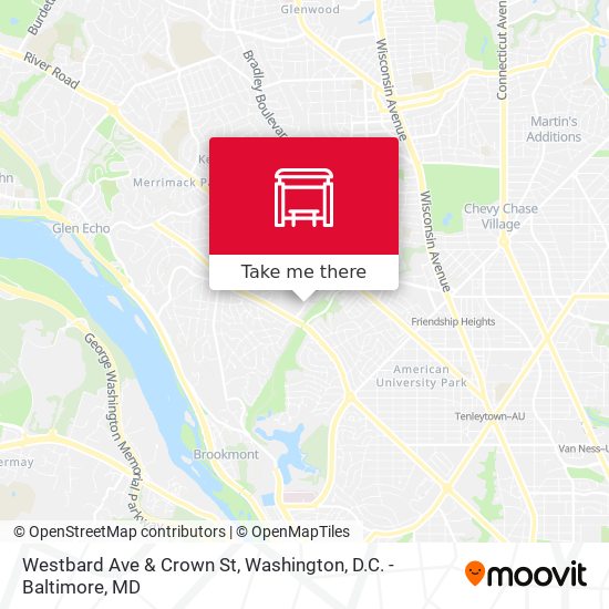 Westbard Ave & Crown St map