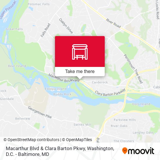 Macarthur Blvd & Clara Barton Pkwy map