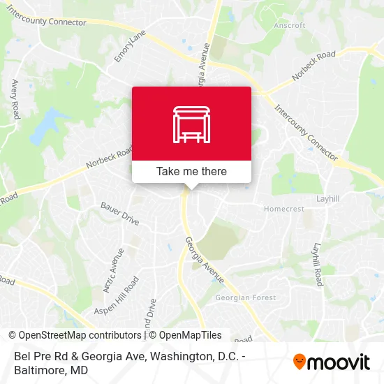 Bel Pre Rd & Georgia Ave map