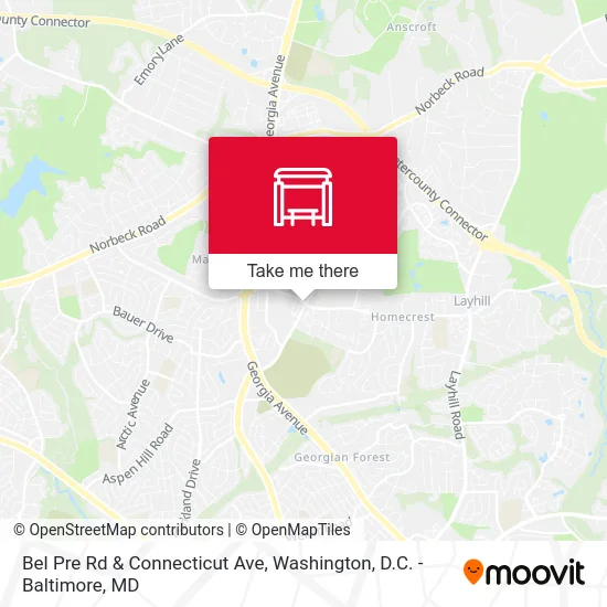 Bel Pre Rd & Connecticut Ave map