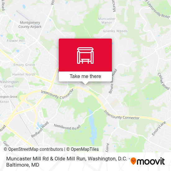 Muncaster Mill Rd & Olde Mill Run map
