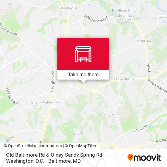 Old Baltimore Rd & Olney-Sandy Spring Rd map