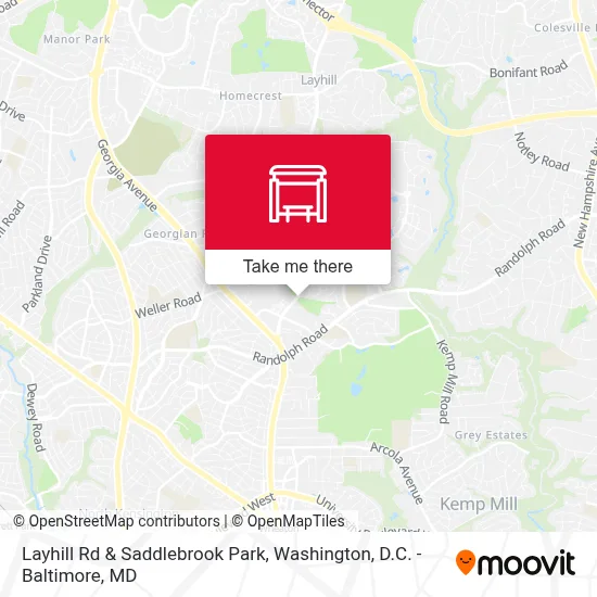 Layhill Rd & Saddlebrook Park map