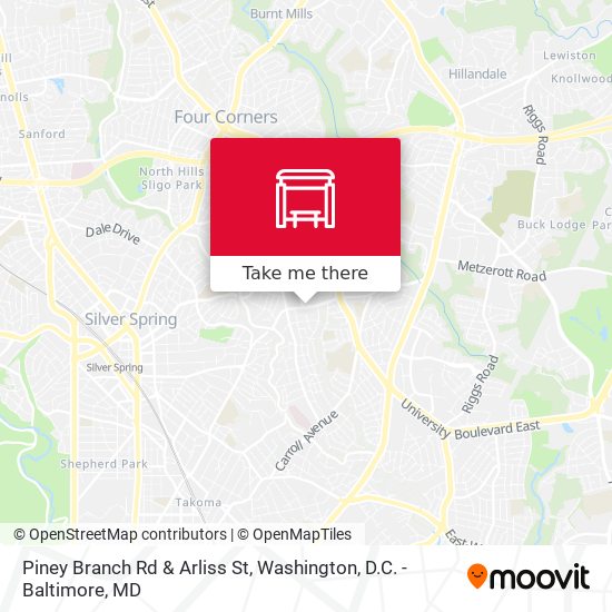 Piney Branch Rd & Arliss St map