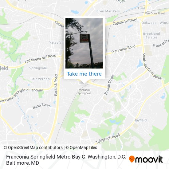 Franconia-Springfield Metro Bay G map