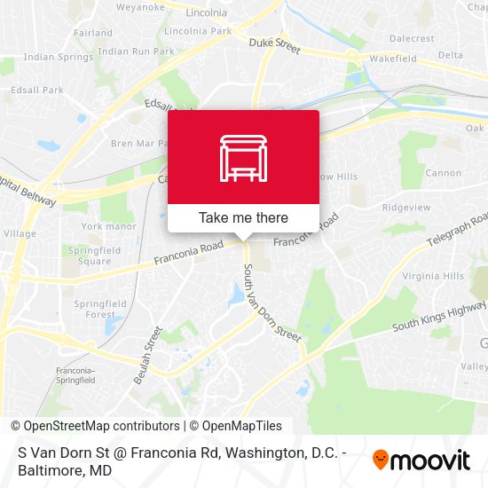 S Van Dorn St @ Franconia Rd map