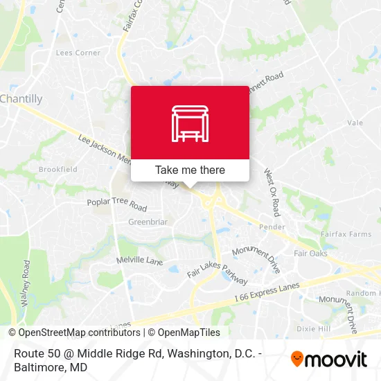 Route 50 @ Middle Ridge Rd map