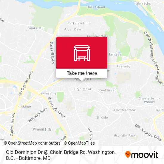 Old Dominion Dr @ Chain Bridge Rd map