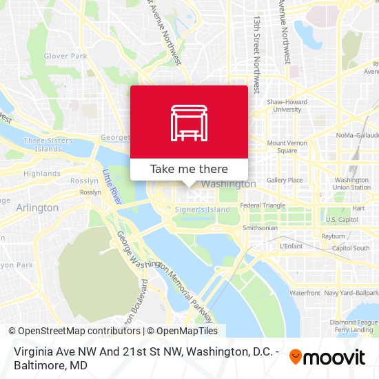 Virginia Ave NW And 21st St NW map