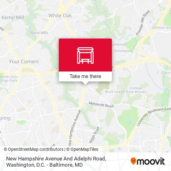 Mapa de New Hampshire Avenue And Adelphi Road