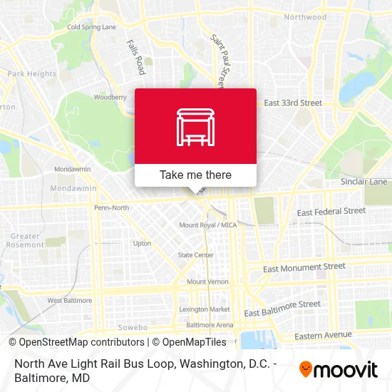 North Ave Light Rail Bus Loop map