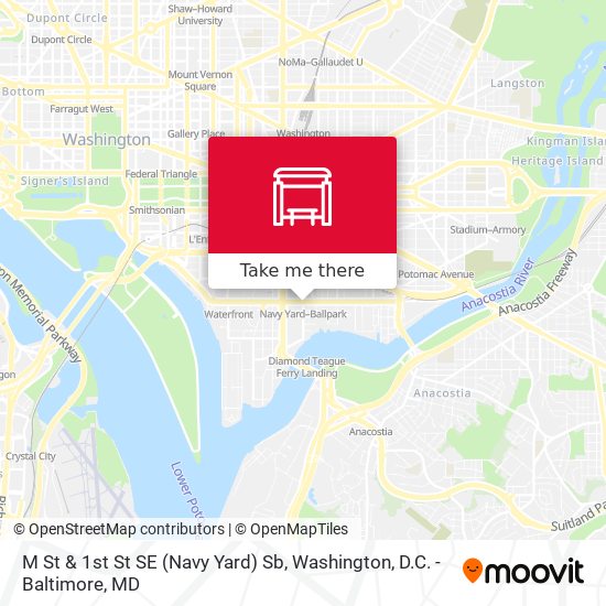 M St & 1st St SE (Navy Yard) Sb map