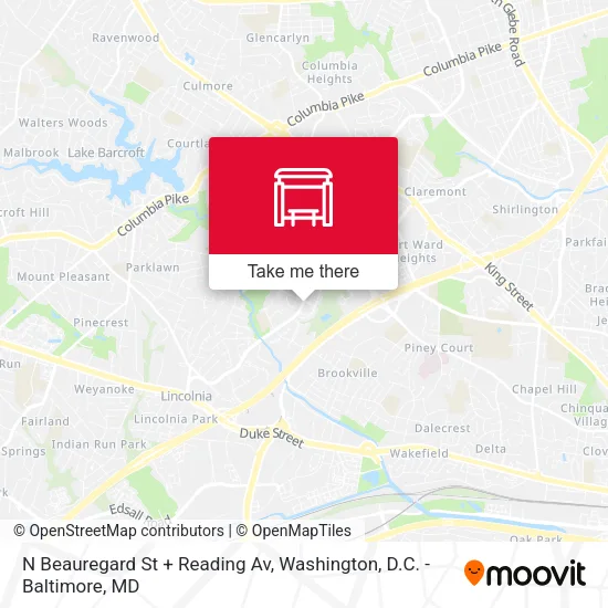 N Beauregard St + Reading Av map