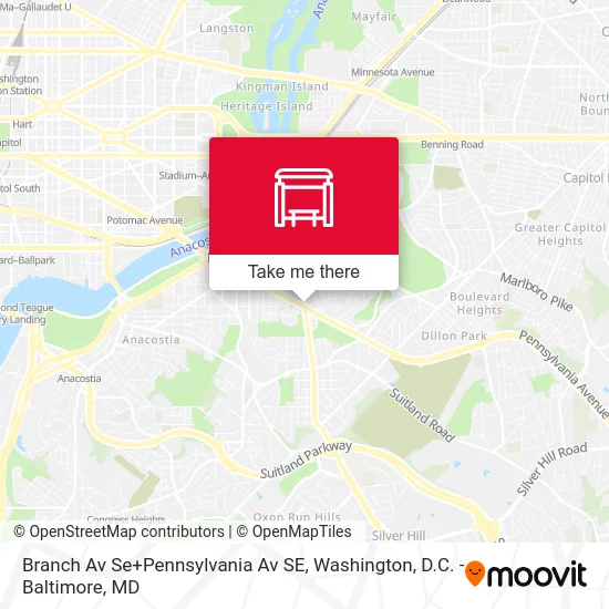 Branch Av Se+Pennsylvania Av SE map