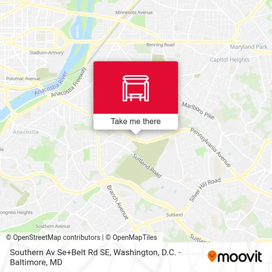 Southern Av Se+Belt Rd SE map
