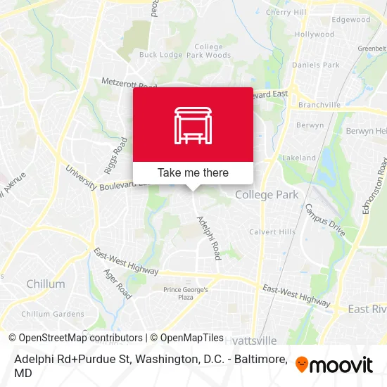 Adelphi Rd+Purdue St map