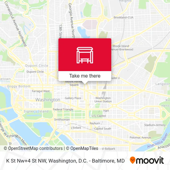 K St Nw+4 St NW map