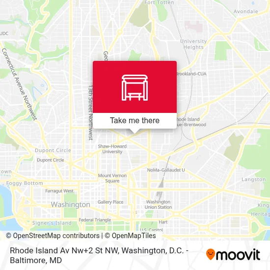 Rhode Island Av Nw+2 St NW map