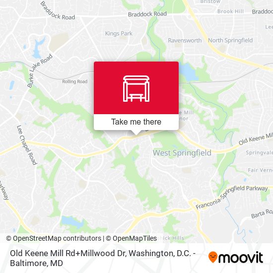 Old Keene Mill Rd+Millwood Dr map