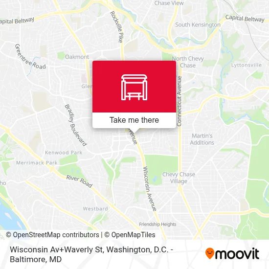 Wisconsin Av+Waverly St map