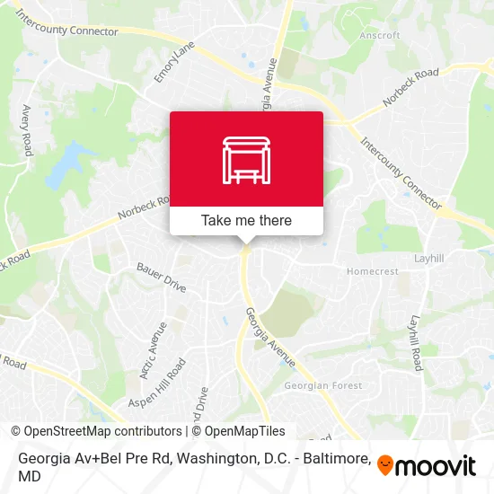 Georgia Av+Bel Pre Rd map